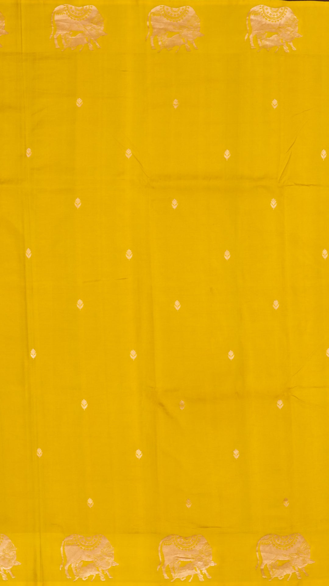 Golden Butta Banaras Silk Saree with Yellow Pichwai Border