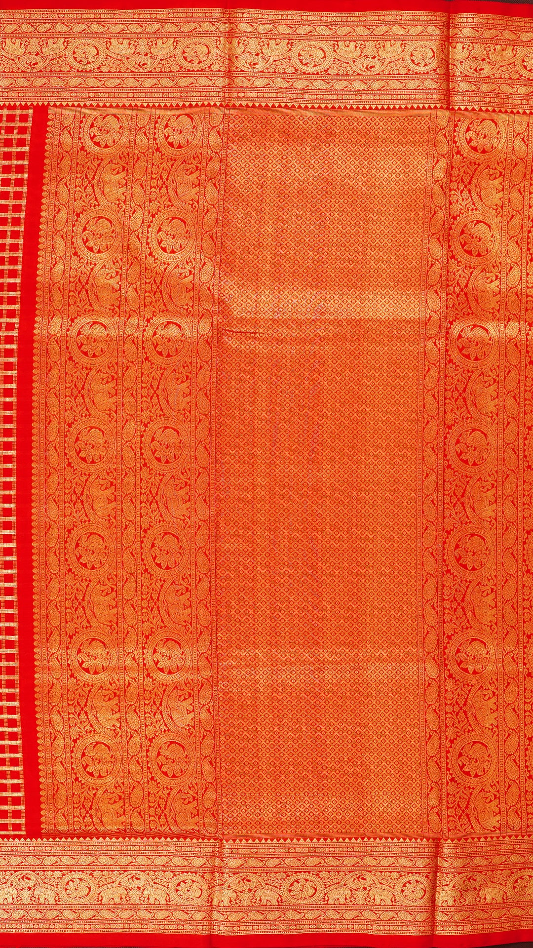 Red Venkatagiri Silk Saree with All Over Checks