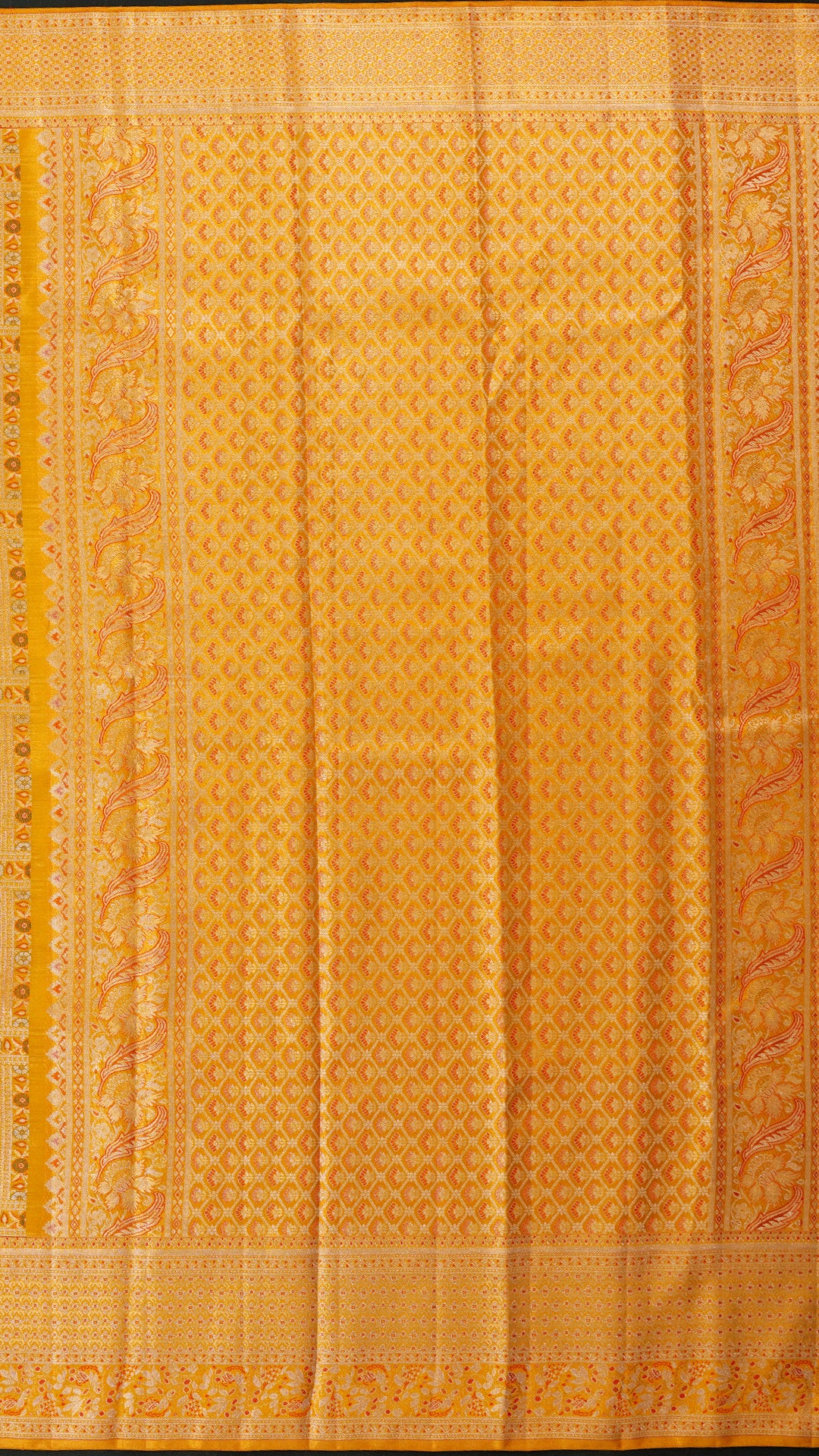 Gold Self Kanchipuram Saree with Meenakari Design Border