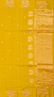 Golden Butta Banaras Silk Saree with Yellow Pichwai Border