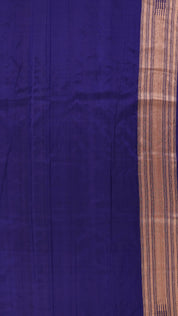 Navy Blue Banaras Saree with Golden Silver Vertical Stripes
