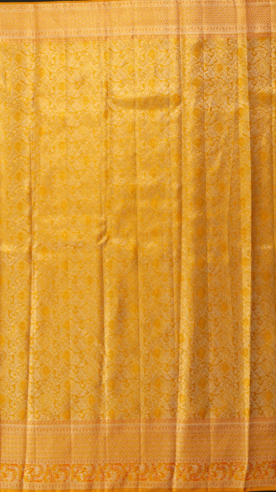 Gold Self Kanchipuram Saree with Meenakari Design Border