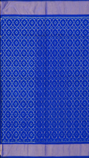 Royal Blue Geometric Ikkat Saree with Self Kadi Border