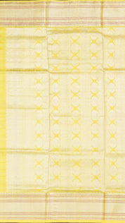 Elegant Baby yellow Silk Saree in horizontal stripes Pattern
