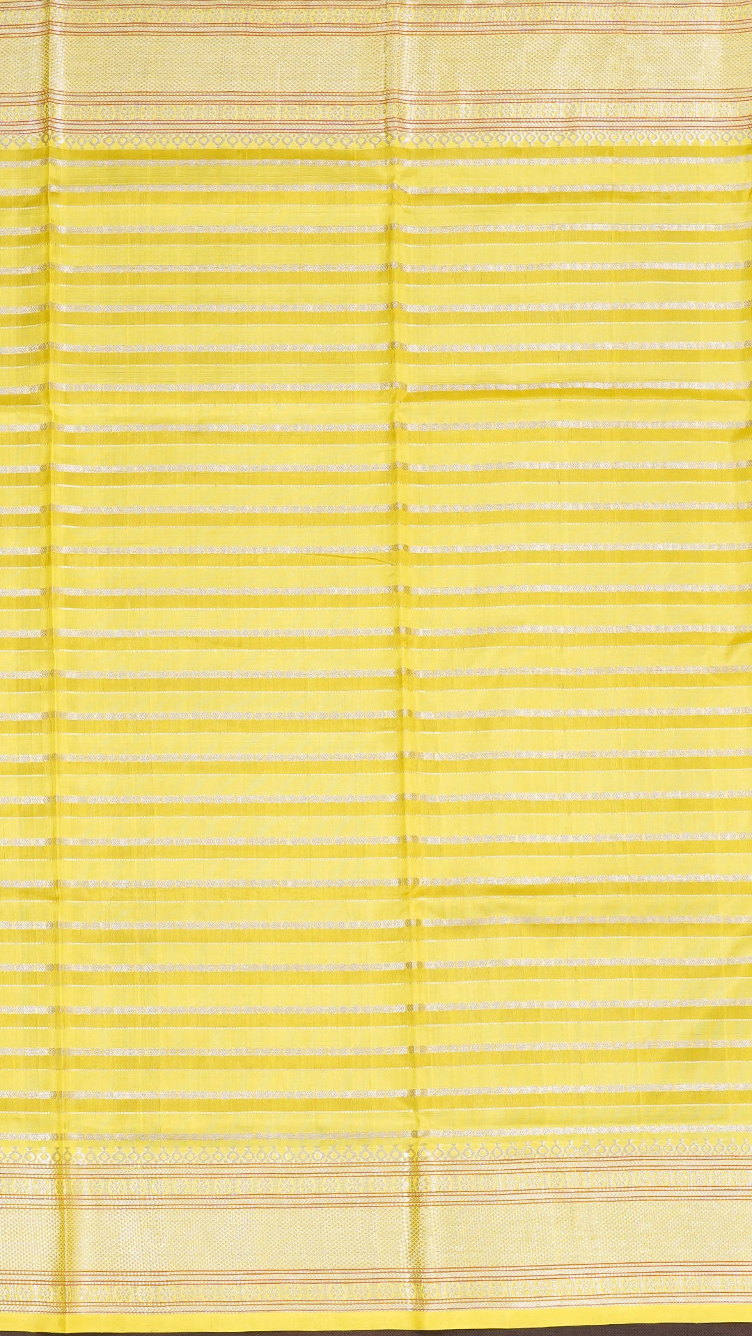 Elegant Baby yellow Silk Saree in horizontal stripes Pattern