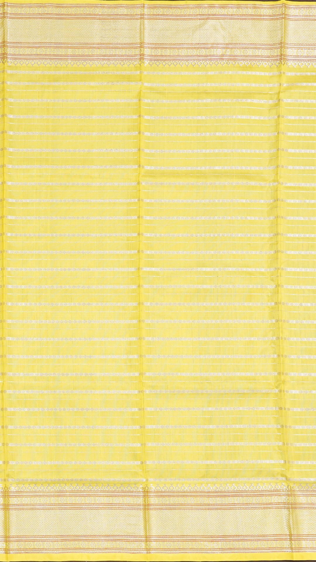 Elegant Baby yellow Silk Saree in horizontal stripes Pattern