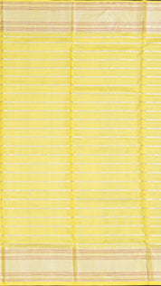Elegant Baby yellow Silk Saree in horizontal stripes Pattern