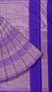 Royal Blue Banaras Saree with Silver Zari Border