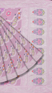 Light Baby Pink Banaras Georgette Zari Saree