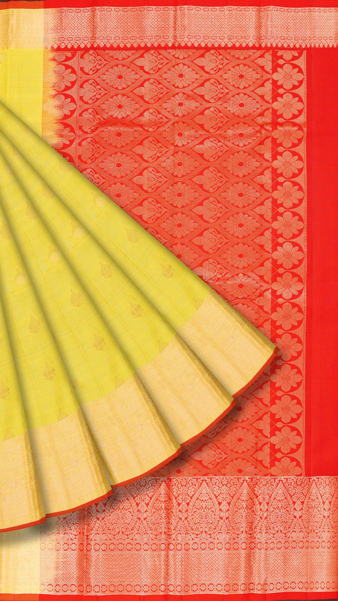 Lemon Yellow Kanchipuram Saree