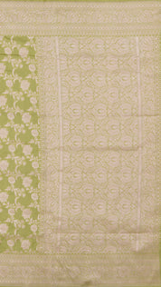 Pista Green Banarasi Silk Saree with self-zari