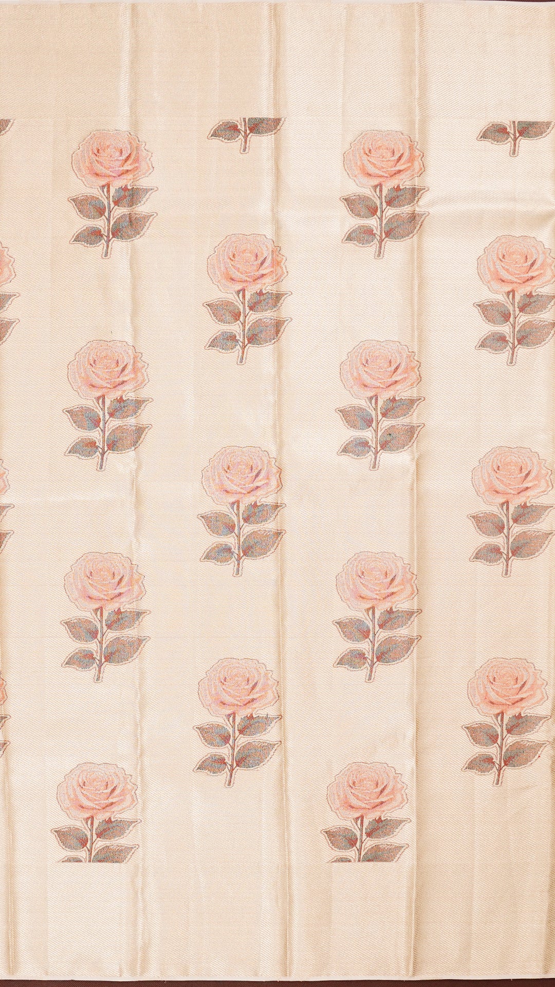 Silver Kanchipuram Saree with Floral Cross Lines