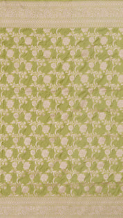 Pista Green Banarasi Silk Saree with self-zari