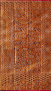 Violet Kanchi Pattu Saree with Orange Zari & Brocade Border