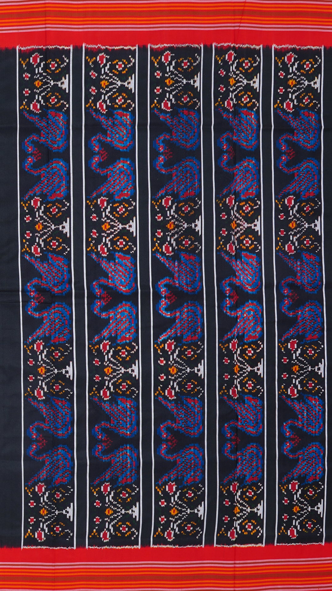Elegant Black & Red Ikkat Silk Saree with Butta Highlights