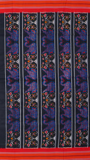 Elegant Black & Red Ikkat Silk Saree with Butta Highlights
