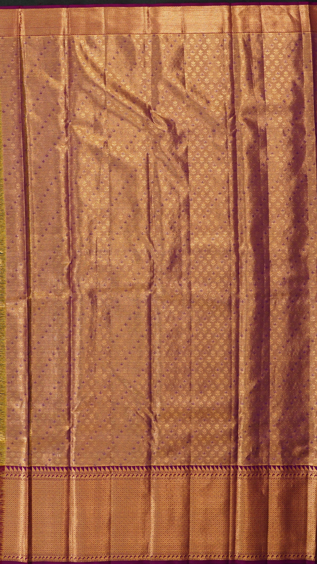 Aqua Blue Kanchi Pattu Saree with Purple Brocade Border