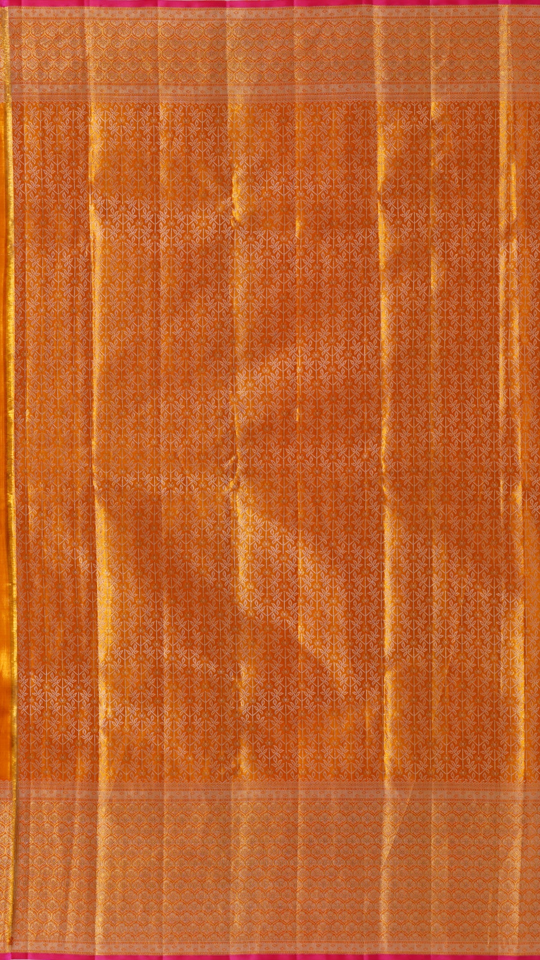 Violet Kanchi Pattu Saree with Orange Zari & Brocade Border