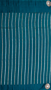 Dark Green Banaras Silk Saree with Gold & Silver Buttas
