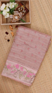 Light Mauve Tissu Saree with Designer Border