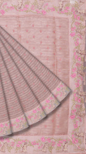 Light Mauve Tissu Saree with Designer Border