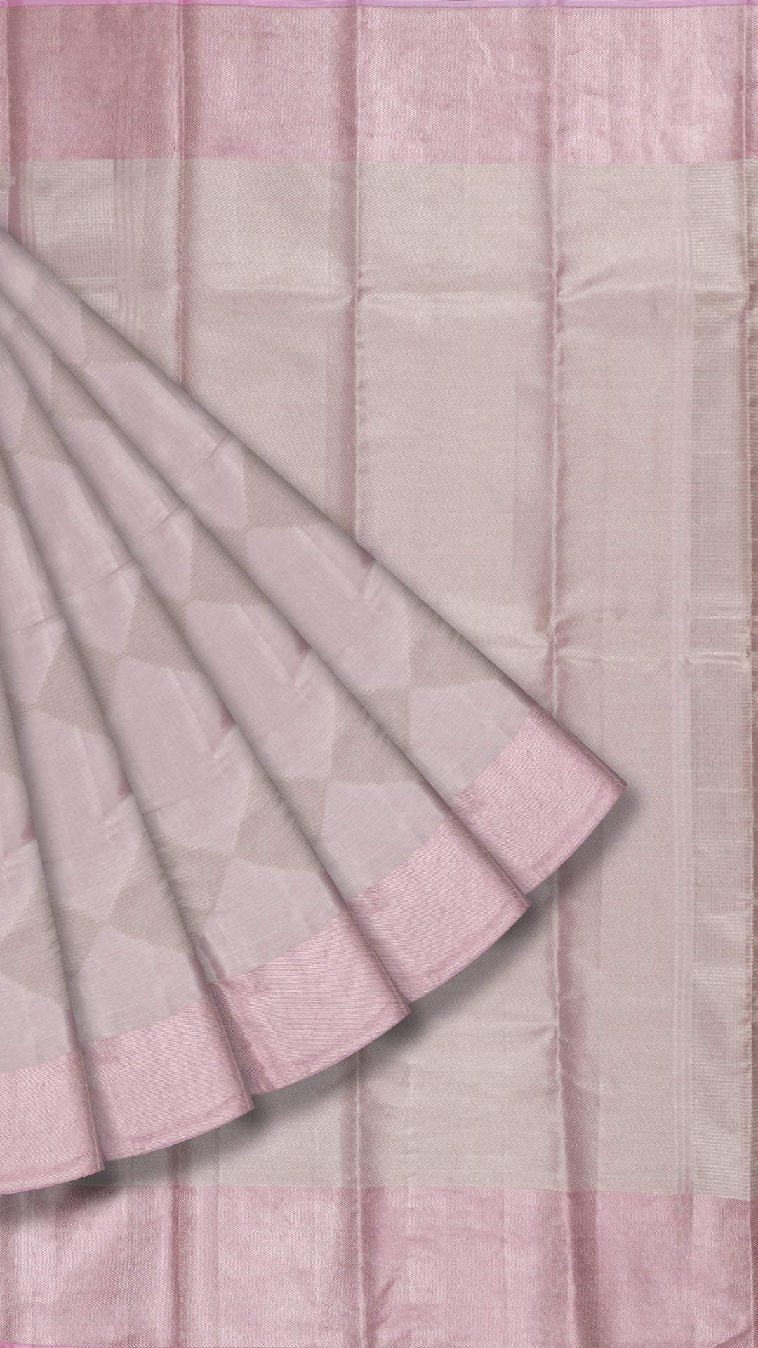 Silver Kanchi Saree with Lavender Contrast and Geometric Accents