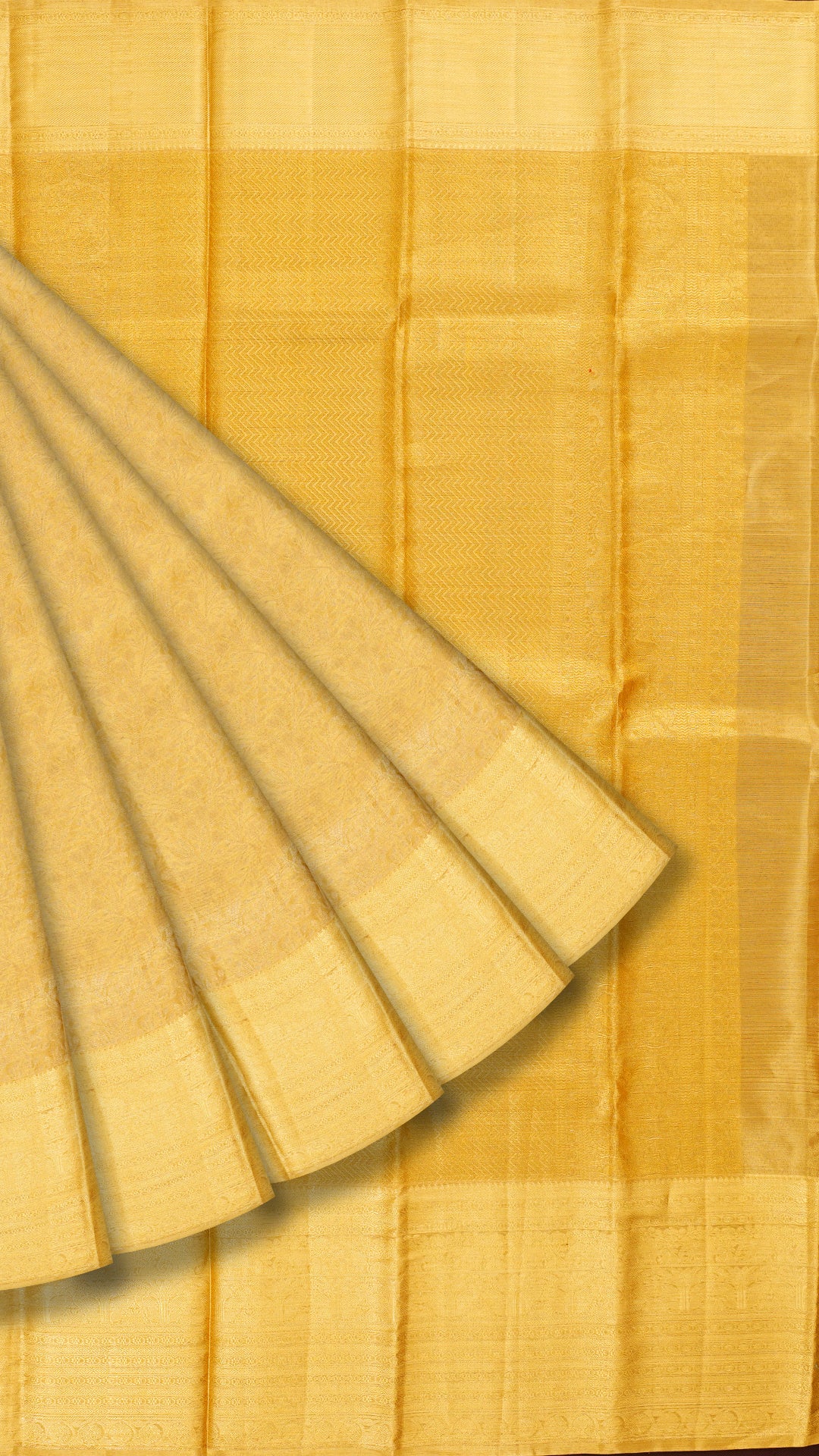 Golden Self Zari Kanchi Pattu Silk Saree with Tissue Border