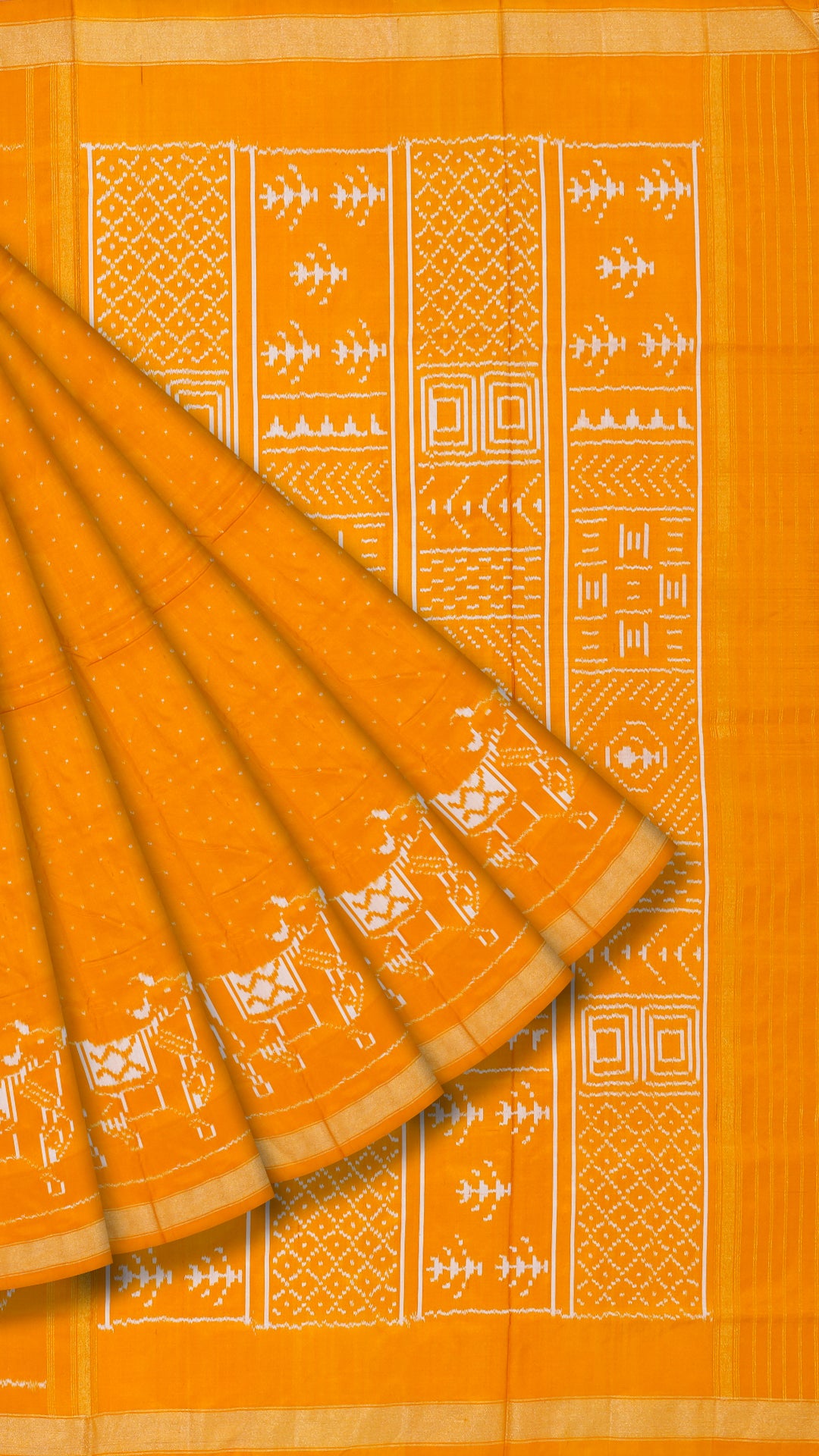 Mustard Yellow Ikkat Saree with Subtle Elegance