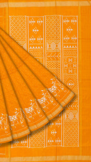 Mustard Yellow Ikkat Saree with Subtle Elegance