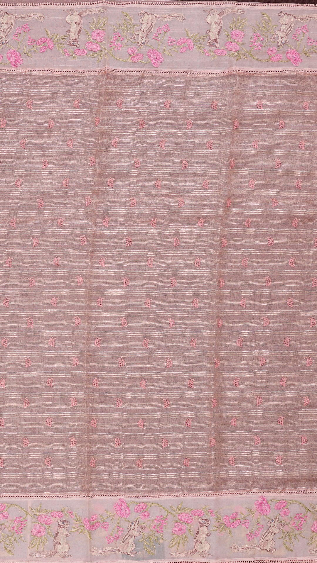 Light Mauve Tissu Saree with Designer Border