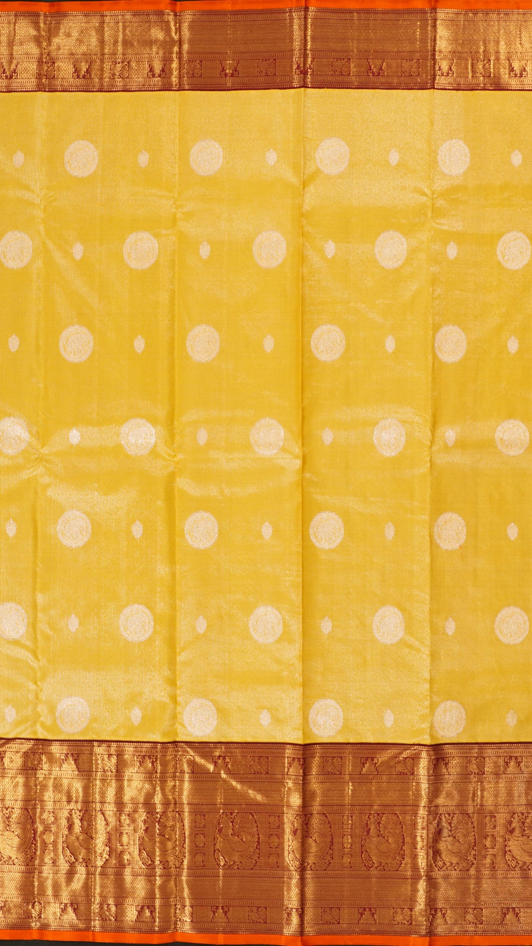 Bright Yellow Kanchi Pattu Saree with Silver Butta