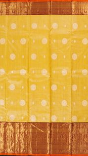 Bright Yellow Kanchi Pattu Saree with Silver Butta