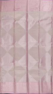 Silver Kanchi Saree with Lavender Contrast and Geometric Accents