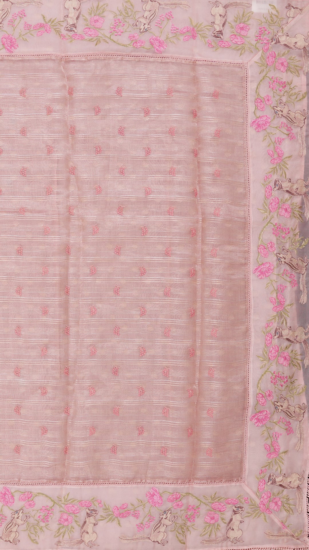 Light Mauve Tissu Saree with Designer Border
