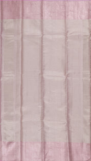 Silver Kanchi Saree with Lavender Contrast and Geometric Accents