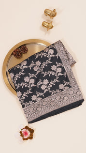 Elegant Black Banarasi Silk Saree with Zari â€“ Vaarahi Silks