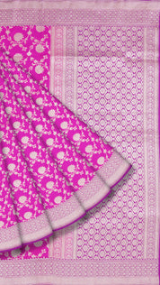Dark Pink Banaras Silk Saree with Magenta Zari Border â€“ Vaarahi Silks
