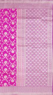 Dark Pink Banaras Silk Saree with Magenta Zari Border â€“ Vaarahi Silks