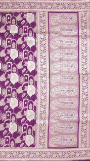Magenta Banaras Silk Saree with Small Self Zari Border