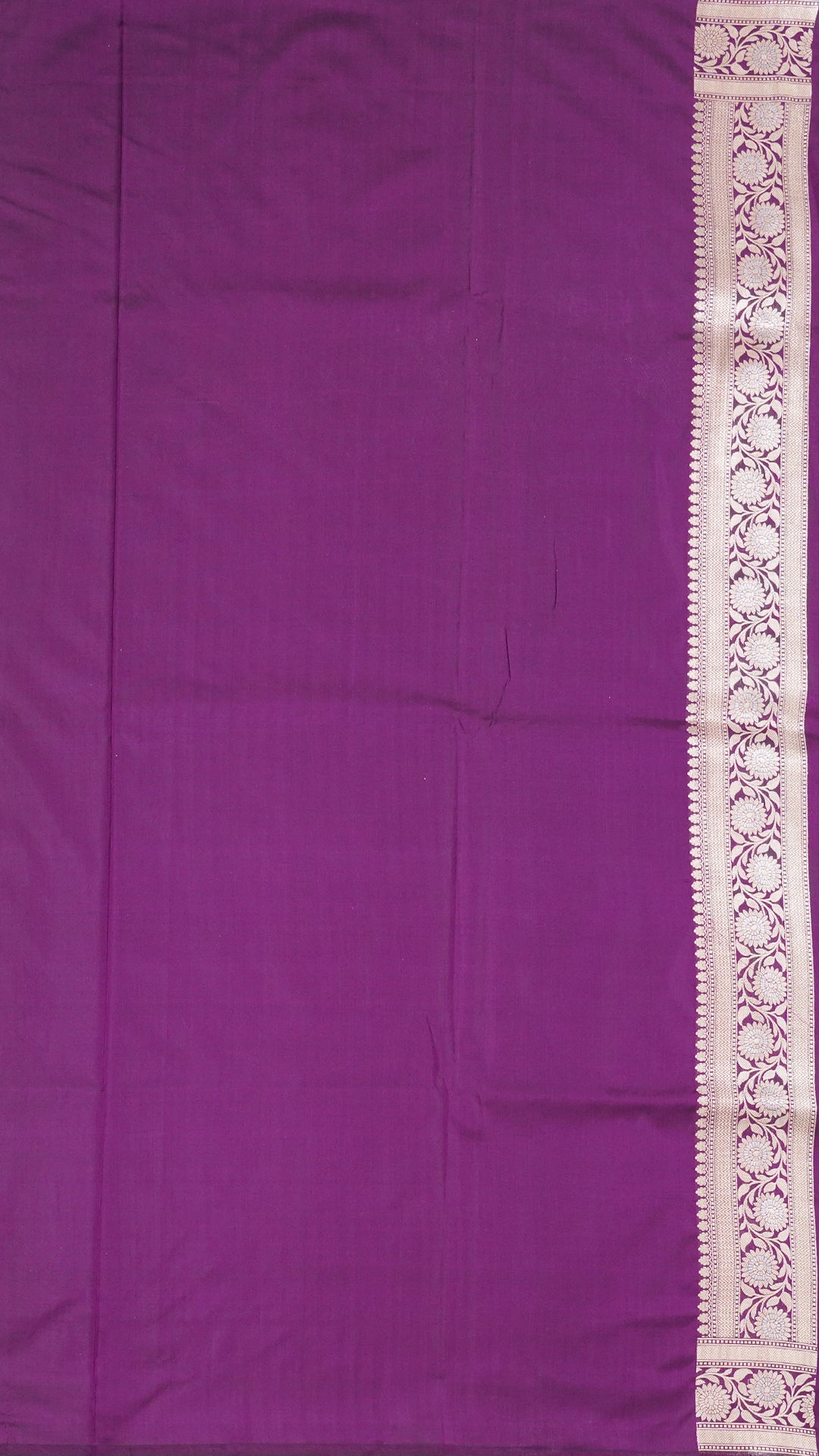 Magenta Banaras Silk Saree with Small Self Zari Border