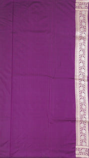 Magenta Banaras Silk Saree with Small Self Zari Border