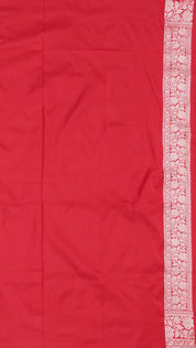 Classic Red Banaras Silk Saree with Small Red Self Zari Border