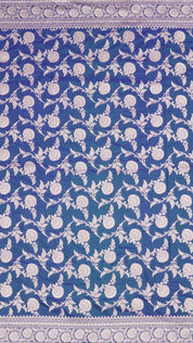 Peacock Blue Banaras Silk Saree with Small Self Zari Border
