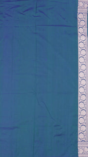 Peacock Blue Banaras Silk Saree with Small Self Zari Border