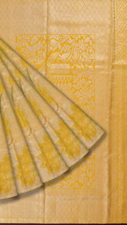 Gold Kanchipuram Saree with Contrast Brocade