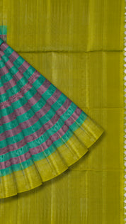 Dual Colour Soft Pattu Saree with Green Silver Zari Border