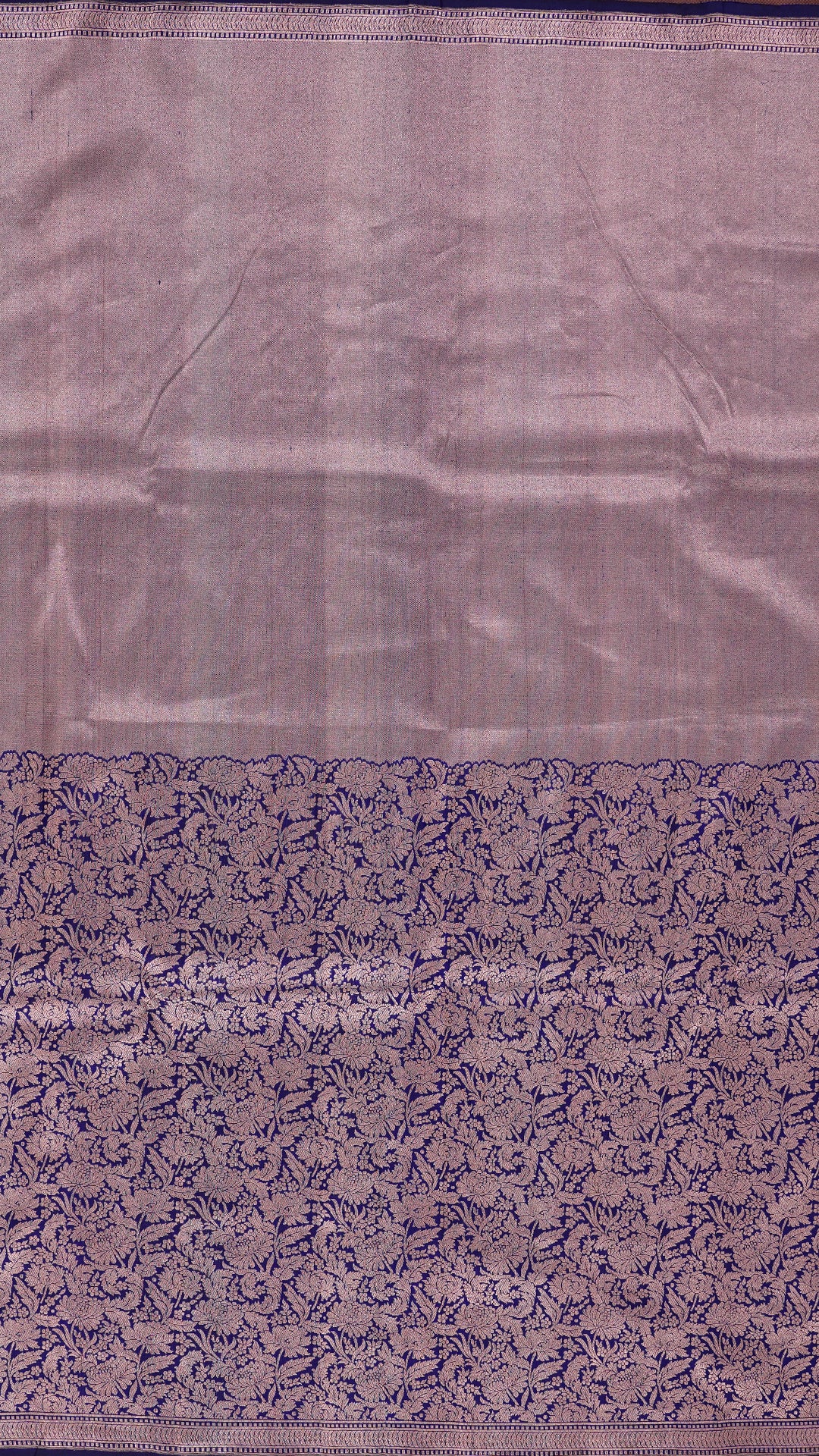 Navy Blue Banaras Saree with Half & Half Design