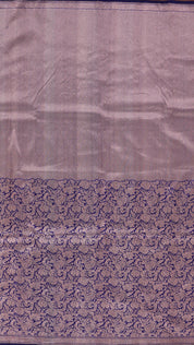 Navy Blue Banaras Saree with Half & Half Design