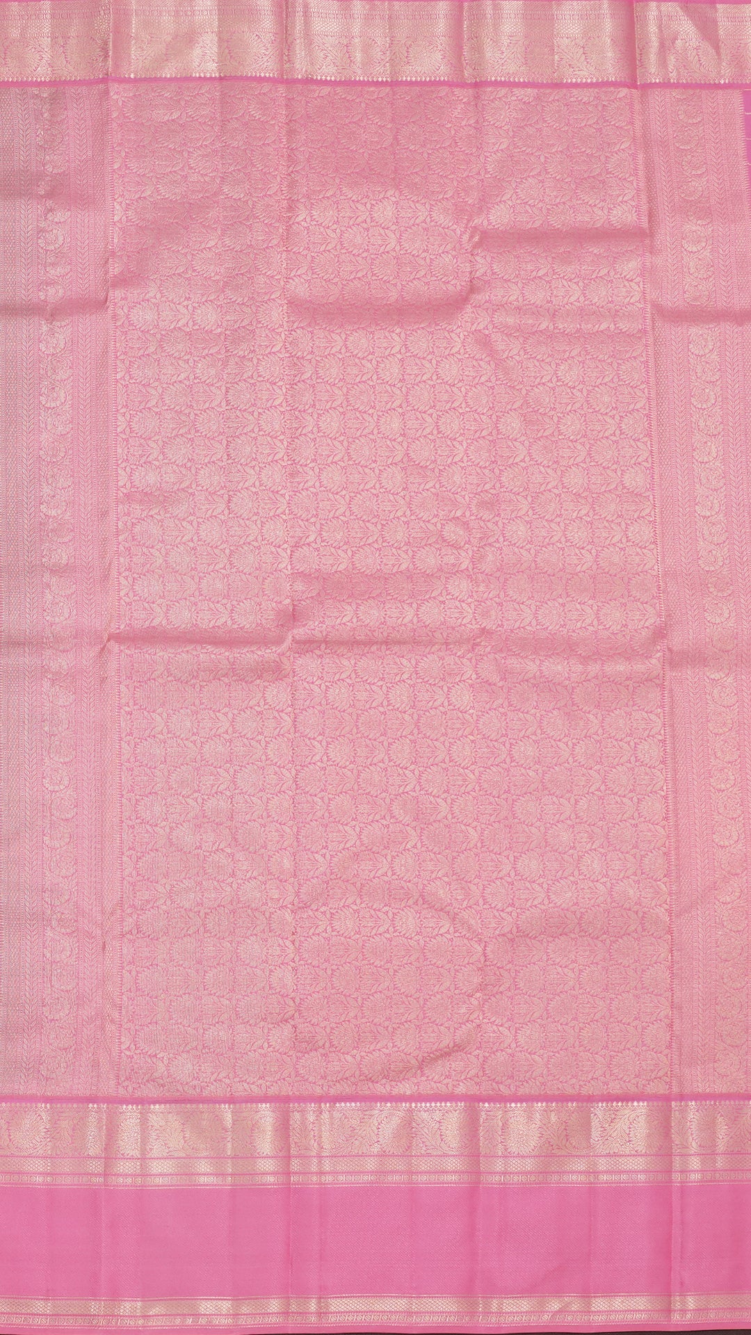 Mauve Kanchi Pattu Silk Saree with Medium Silver Contrast Bentex Border