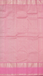 Mauve Kanchi Pattu Silk Saree with Medium Silver Contrast Bentex Border